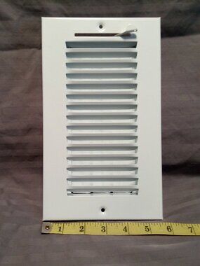 8" x 4" White Steel 1-Way Register Wall or Ceiling Vent with Adjustible Louvers